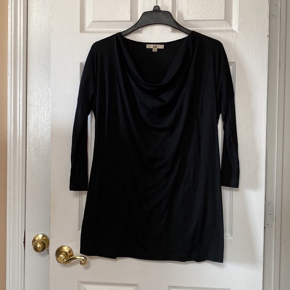 Ya Los Angeles Black Batwing Draped Mini Dress